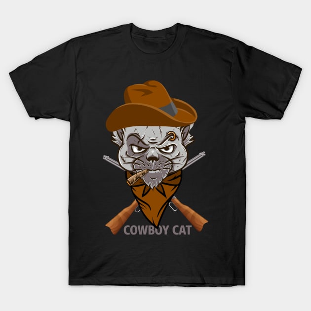 Cowboy Cat Halloween Cat T-Shirt by D3monic